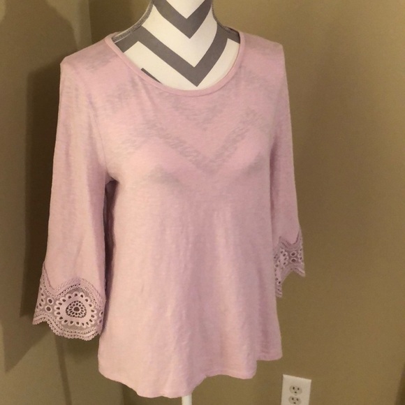 Pink Eyelet Sleeve Top from LOFT Size Small - Picture 2 of 7